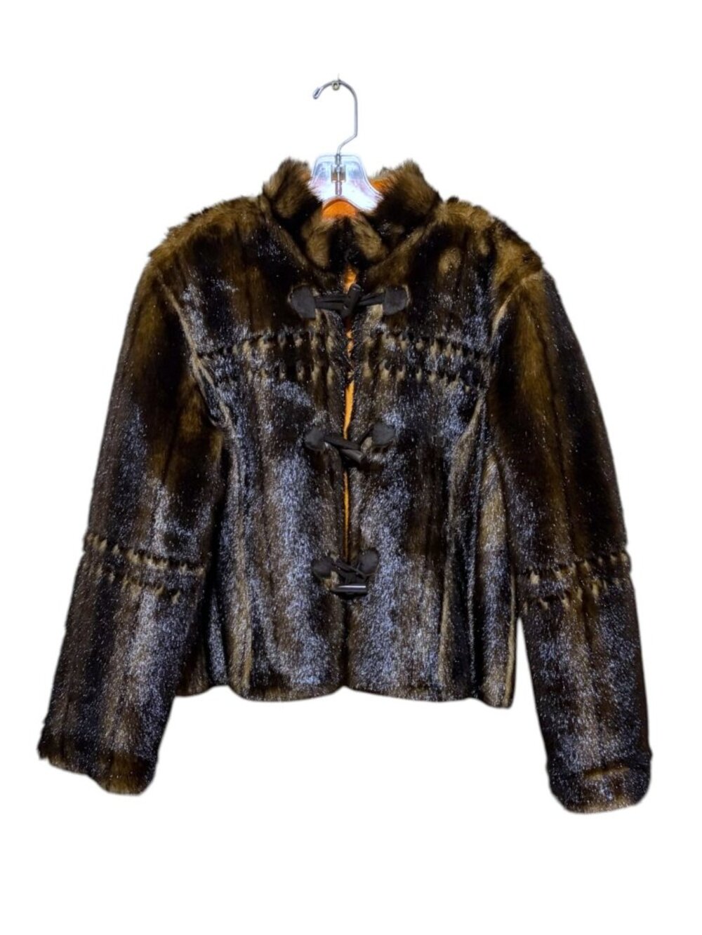New Y2k Terry Lewis Faux Fur Jacket M Cropped Reversible Faux Suede Whipstitch